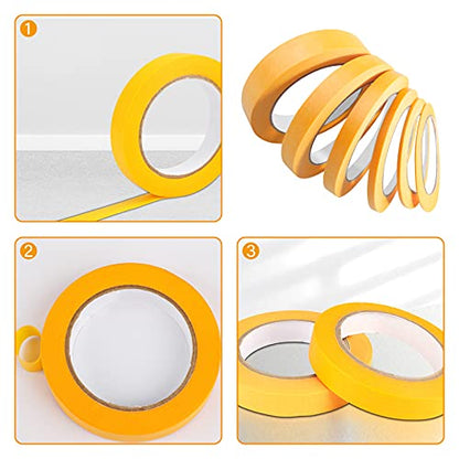 6 Rolls Fine Line Tape 1/16, 1/8, 1/5, 2/5, 1/2, 3/4 Inch x 55 Yard Fineline Masking Tape Painter Adhesive Automotive for DIY Car Auto Paint (Yellow, 1/4 Inches) - color: Yellow, size: 1/4 Inches