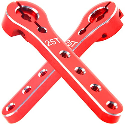 2Pcs ShareGoo 25T Servo Horn 56mm Metal 25 Teeth Extension Steering Servo Arm Compatible with 30-100CC Balsa Airplanes RC Plane Helicopter Car (Red) - color: Red