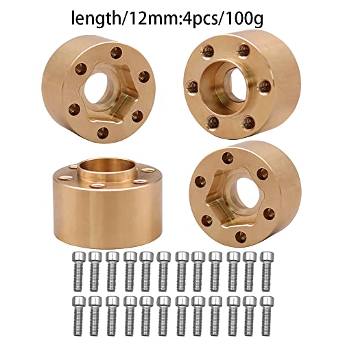 Brass Weights 6mm 9mm 12mm 15mm 22mm Wheel Hex Hub Widen Adapter for 1/10 RC Crawler 1.9 2.2 Wheels Rims SCX10 TRX4 (12mm), Black - size: 12mm