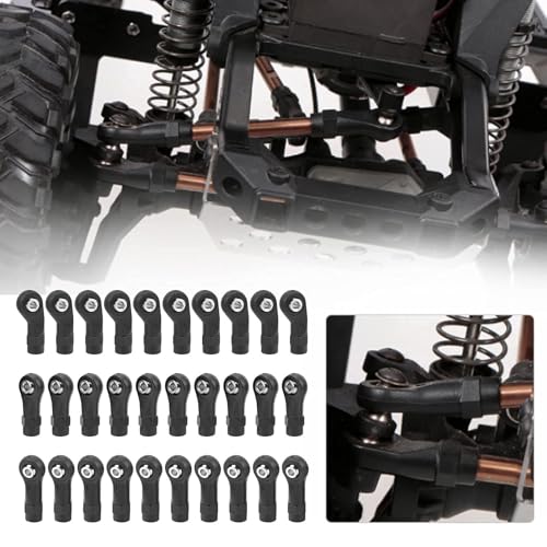 30pcs Link Rod End M4 Ball Joint Head for RC Crawler Car M4 Link Linkage Rod End Width Balls Joint Head Set ForTraxxasTRX‑4 1/10 RC Car Crawlers Link Ball Head RC Car Ball End RC Rod Ends
