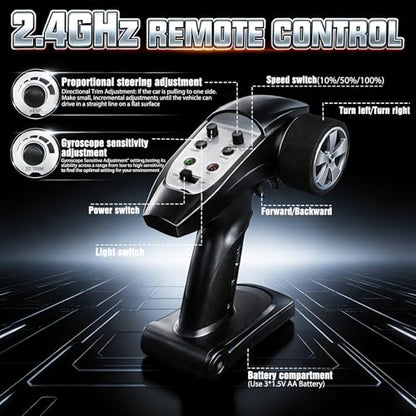 1/43 Mini RC Drift Car with Gyro, 2.4GHz Full Proportional RC Car, 20KM/H Professional High Speed Remote Control Car with Lights, Desktop Drift Car Racing Toy Gifts to Adults Kids Boys - color: Red