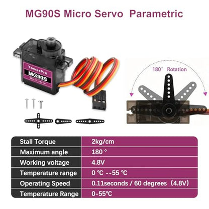 MG90S Micro Servo Motor Kit AYWHP 10 Pcs MG90S Servo Metal Gear Micro Servo for RC Helicopter/Car/Boat Micro Plane Mini Servos for Arduino Project(Servo Control Angle 0-180°) - size: 10