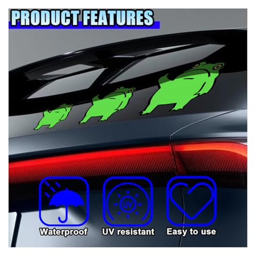 Creative Three Frog Vinyl Decal Car Sticker, Middle Finger Funny Frog Decal Car Truck Sticker, Personalized Cartoon Auto Body Decoration Stickers for Window Bumper Laptop Wall (to The Left)