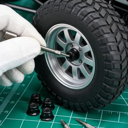 RC Nuts, 12PCS Non Slip Tire 4mm Lock Nut Compatible with SCX10 1/10 RC Model Car(Black) - color: Black