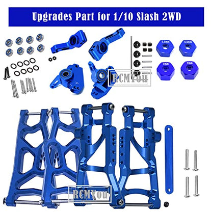 Upgrades Part for 1/10 Slash 2WD,Alloy Front Rear Suspension Arm,Caster Block,Steering Blocks,Rear Stub Axle Carriers Upgrades Hops Up Set for Slash 2WD,Navy Blue - color: Navy Blue