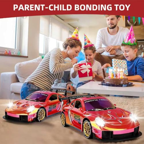 RC Drift Car,1:24 Scale Remote Control Vehicle for Kids,20KM/H 4WD High Speed RC Cars with LED Lights,2 Batteries & Drift Tires Racing Toy for Adults,Kids,Boys and Girls