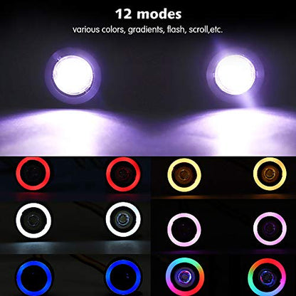 GLOBACT OGRC RC LED Light Kit Headlights Angel Eyes with 12 Modes for Traxxas TRX-4 Axial SCX10 RC4WD 1/10 RC Rock Crawler Car Accessories | 5-8V, IP67 Waterproof Headlights 12 modes for Traxxas Axial Redcat RC4WD 1/10 Crawler Body Accessories