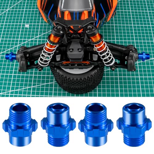 4Pcs Aluminum Alloy RC Hex Combiner Wheel Hex Hub Adapter, Blue | Upgrades, For 1/8 Tra-xxas Jato VXL 2S, RC Monster Trucks - color: Blue