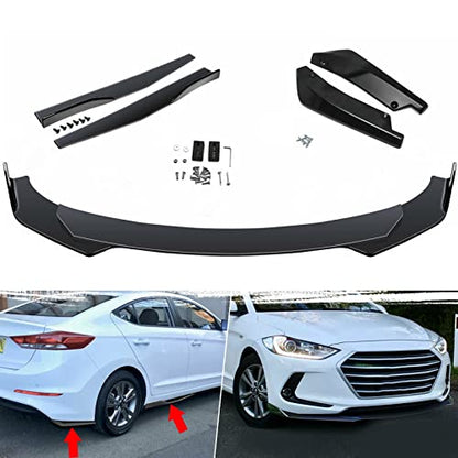 x xotic tech Front Bumper Lip Spoiler + Side Skirt Splitter + Rear Bumper Lip Wrap Splitter Canard - color: Black, size: Full Wide Body Kit