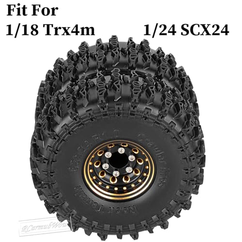 1.0 Beadlock Dually Wheels and Tires for 1/24 1/18 RC Crawler Car SCX24 TRX4M,Soft Mud Tires 1.0 Beadlock Tires Set Brass 1.0 Beadlock Wheels Double Wheels,4pcs,Style2 - style: Style2(4pcs)