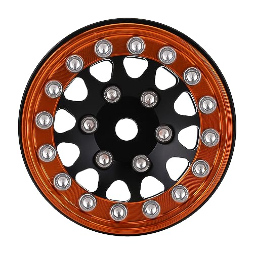 INJORA 1.0 Wheel Rims RC Metal Beadlock Wheels Rims for AX24 1/18 TRX4M All 1/24 Scale Axial SCX24 Deadbolt RC Crawler Car Upgrades Accessories(Gold＆Black) - color: Gold＆black