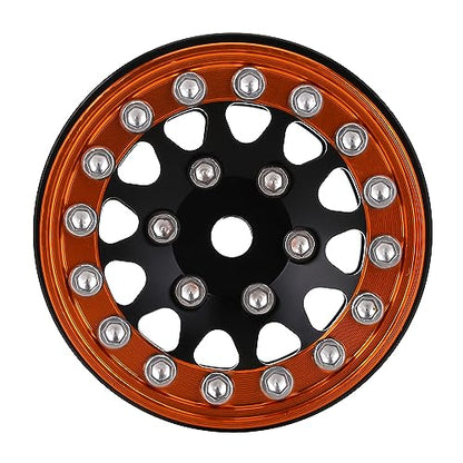 INJORA 1.0 Wheel Rims RC Metal Beadlock Wheels Rims for AX24 1/18 TRX4M All 1/24 Scale Axial SCX24 Deadbolt RC Crawler Car Upgrades Accessories(Gold＆Black) - color: Gold＆black
