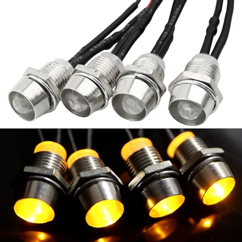 4 LEDs RC LED Light Headlights Taillight Kit Accessories Compatible with Traxxas HSP Tamiya Redcat RC4WD Axial SCX10 RC Cars Truck Tank Crawler(4 Yellow) - color: Yellow