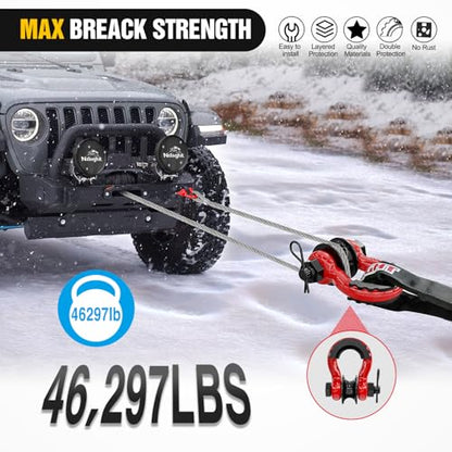 Nilight 3/4" D-Ring Shackle with Snatch Block, Heavy Duty Recovery Set | 9,500 lbs WLL, Winch Pulley, Fits Synthetic Rope & Steel Cable, Truck, Jeep, ATV, UTV, 2-Piece Kit, Red - color: Red 3/4" w/Towing Pulley 2 Pack, size: 3/4 inch
