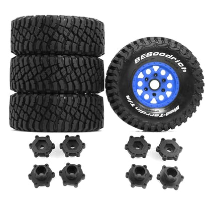 1/8 1/10 RC Short Course Truck Tires 4.96" OD Monster Truck Tires 12/14/17mm Hex Fit for 1:8 Off Road Truck Car Traxxas Slash 2WD 4×4 Rc4wd Arrma Mojave4S Senton Axial Losi Redcat (Blue) - color: Blue