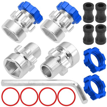 ShareGoo Metal 12mm to 17mm Wheel Hex Hub Adapter Compatible with Traxxas 1/10 Slash 2WD 4X4 Rustler Stampede 2WD 4X4 RC Car Upgrade Parts (Blue) - color: Blue