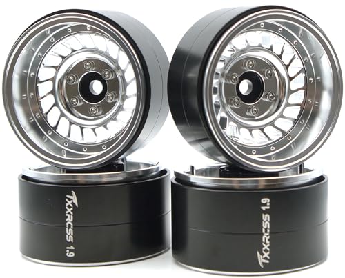 Super Heavy Rc 1.9 Beadlock Wheels Offsets -10mm Rims for 1/10 RC Crawler (Silver) XX - color: Silver
