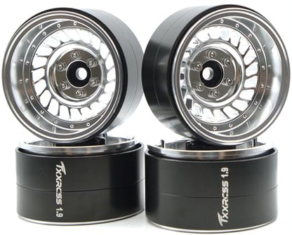 Super Heavy Rc 1.9 Beadlock Wheels Offsets -10mm Rims for 1/10 RC Crawler (Silver) XX - color: Silver