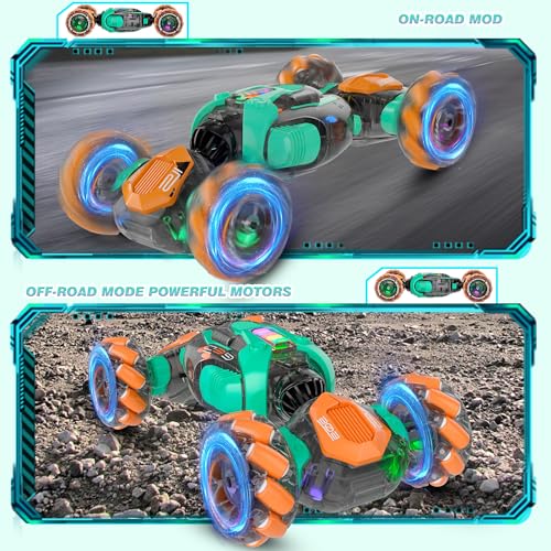Gesture Sensing RC Stunt Car - Boys Toys Age 6-8-12, 360° Rotating 4WD Hand Controlled Remote Control Twist Car with Light & Music, Cool Toys and Ideas Gifts for Children Age 7 9 10 11 12 Years Old