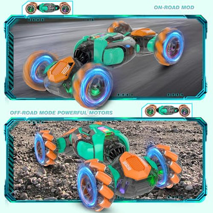 Gesture Sensing RC Stunt Car - Boys Toys Age 6-8-12, 360° Rotating 4WD Hand Controlled Remote Control Twist Car with Light & Music, Cool Toys and Ideas Gifts for Children Age 7 9 10 11 12 Years Old