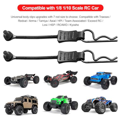 10PCS AllinRC 1/8 1/10 RC Body Clips w/Pull Tabs & 4mm Body Reamer for Traxxas Slash Arrma Kraton Notorious Redcat Losi HSP HPI Kyosho RC Car Truck Buggy RC Clips Upgrades (1.4mm Rod Black) - size: 1.4mm Rod Black