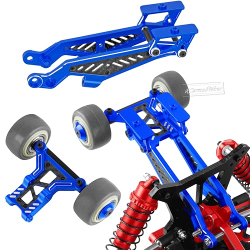 RC Upgrades Part for 1/8 Kraton/Outcast/Notorious 6S BLX,Alloy Front Rear Suspension Arms,Front Knuckles Steering Blocks &Rear Hub Stub Axle Carriers,Wing Mount &Wheelie Bar Set,Navy Blue - color: Navy Blue(1set)