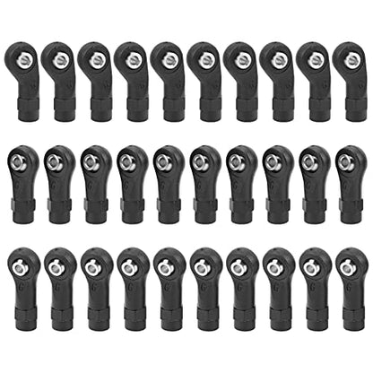 M4 RC Link Rod Ends, 30Pcs RC Tie Rod End, Plastic Linkage Rod End Balls Joint Head Set Replacement for 1/10 RC Car, Ball Hole 3mm, Diameter 7mm, Length 25mm 26mm 27mm