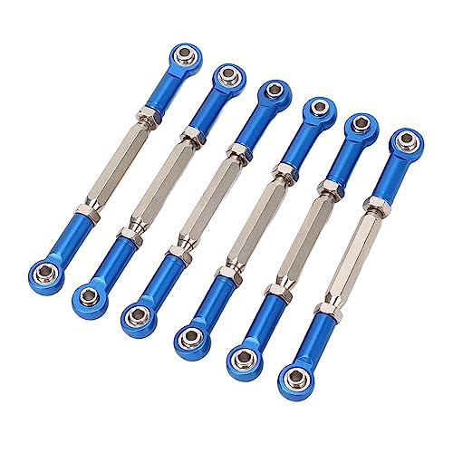Adjustable Push Rods 88Mm Aluminum Alloy, Turnbuckle Linkage Accessories 6Pcs Set for Rc Car Upgrade Parts, Blue - color: Blue