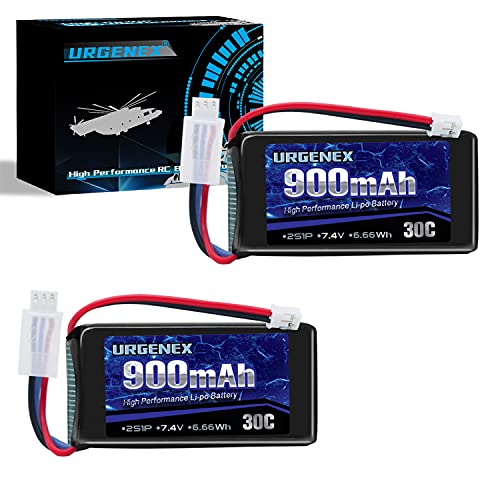 SCX24 lipo 7.4V Lipos 2S 30C 900mAh Rechargeable lipo with PH2.0 Plug Compatible with Most 1/10, 1/16, 1/18, 1/24 Scale RC Cars Trucks