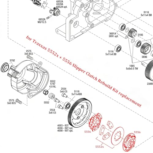 Aluminum RC Slipper Clutch Eliminator Gears for 2WD Traxxas 1/10 Stampede/Slash/Rustler/Bandit VXL XL5 Transmissions Gearbox Case Upgrades (Red-Black) - color: Red-black
