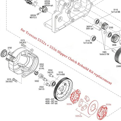 Aluminum RC Slipper Clutch Eliminator Gears for 2WD Traxxas 1/10 Stampede/Slash/Rustler/Bandit VXL XL5 Transmissions Gearbox Case Upgrades (Red-Black) - color: Red-black