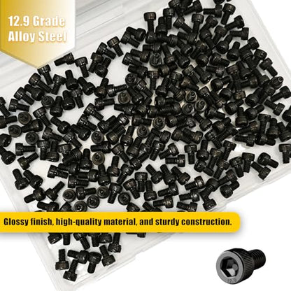 220pcs M4 x 6mm Screws, Hex Socket Head Cap Screws Bolts, 12.9 Grade Alloy Steel, Black Zinc Plated, Allen Socket Drive, Half-Threads, Machine Screws - size: M4*6mm 220pcs