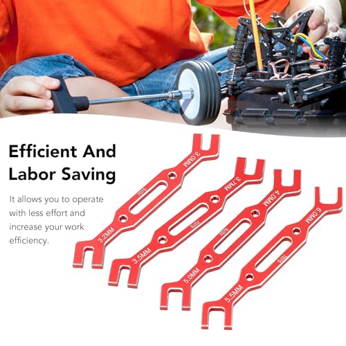 Yosoo Health Gear RC Ball Tie Rod Adjustment Wrench Set, 4PCS Aluminium Alloy Turnbuckle Nut Tool 3.0-6.0mm Sizes, for Car Crawler Drone Boat Repair (Red) - color: Red