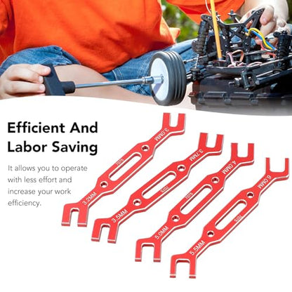 Yosoo Health Gear RC Ball Tie Rod Adjustment Wrench Set, 4PCS Aluminium Alloy Turnbuckle Nut Tool 3.0-6.0mm Sizes, for Car Crawler Drone Boat Repair (Red) - color: Red