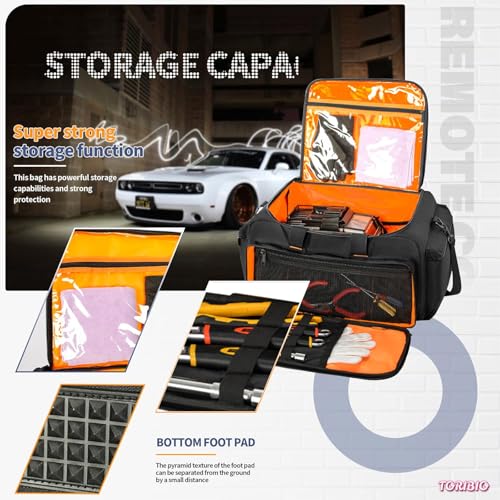 TORIBIO RC Car Bag for 1/14, 1/16 and 1/18 Car and Tools Accessories | w/ Bottom Clapboard for Support, Multi-Pockets Protective RC Carry Case w/ Adjustable Shoulder Strap and Handle - size: Bag for 1/14 & 1/16 & 1/18