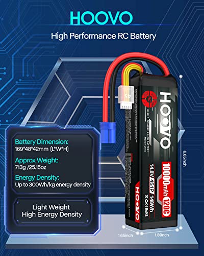 HOOVO 4S Lipo Battery 14.8V 10000mAh 120C RC Battery EC5 Plug 2 Pack | Soft case, for RC Cars, Drones, DJI, FPV, RC Plane, Racing Hobby - style: 4S 10000mAh Lipo Battery EC5
