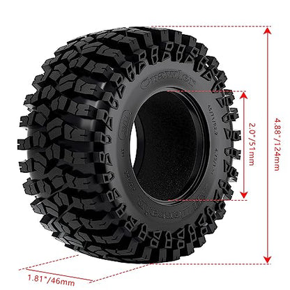 GLOBACT 2.2" RC Crawler Tires 124 * 46mm for 1/10 TRX4 TRX6 SCX10 Redcat | 1/10 RC Crawler Tires, TRX4 Tires, TRX6 Tires, SCX10 Tires