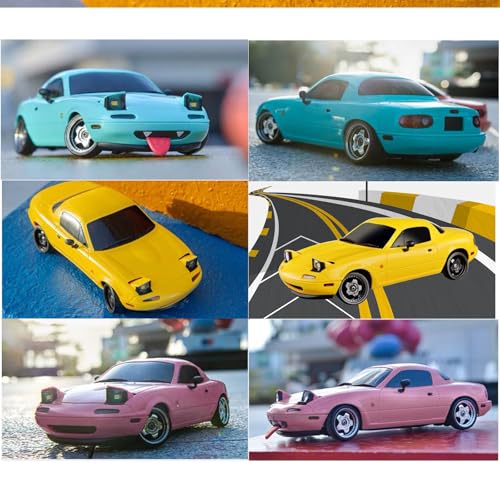 LD1804 RC Drift Car 1:18 Scale Mini MX-5 RWD 2.4GHz Miata RC Vehicles with Gyro and LED Lights for Adults Hobby Toys (Pink) - color: Pink