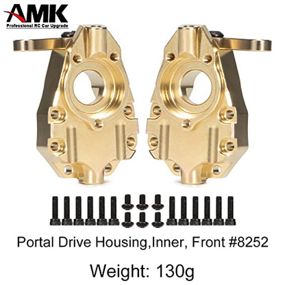 6Pcs Brass Portal Drive Axle Housing Steering Knuckle Caster Block Set for RC Crawler TRX4 TRX6 Upgrade Parts(319g)