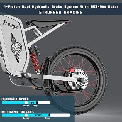 Freego X2Pro Electric Motorcycle for Adults Teens,Electric Dirt Bike Teens 6000W(Peak) Motor 1800Wh Battery,Max 50Mph Off Road Electric Bicycle,Full Suspension UL 2849 Certified - color: Dark Grey
