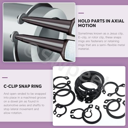 Swpeet 266Pcs 21 Sizes M4-M28mm Alloy Steel External Circlip Snap Retaining Clip Rings C-Clips with Tweezers Assortment Kit, Circlip Retainer Rings Set for Axles, Shafts and Other Moving Parts - style: Manganese Steel C-Cip