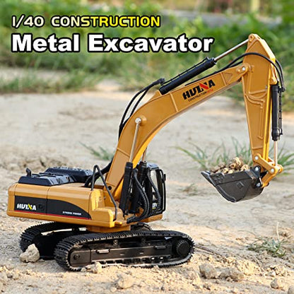 1/40 Scale Metal Excavator Toy, Diecast Construction Equipment Digger Trucks Toys for Boys Kids - style: Excavator