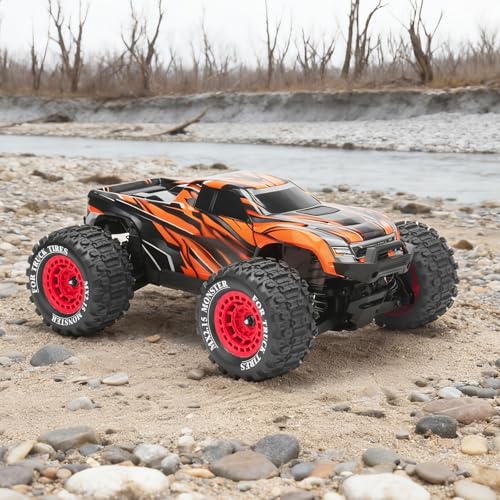 1/16 RC Car Tires and Wheels, daitoku 12mm Hex RC Truck Tires for MiniX Mini XRT 1/16 MJX 16207 16210 16209 16208 HSP 94186 Traxxas E-Revo LOSI 1/18 Mini LMT - Style B (Red) - color: Red