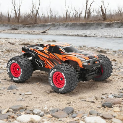 1/16 RC Car Tires and Wheels, daitoku 12mm Hex RC Truck Tires for MiniX Mini XRT 1/16 MJX 16207 16210 16209 16208 HSP 94186 Traxxas E-Revo LOSI 1/18 Mini LMT - Style B (Red) - color: Red