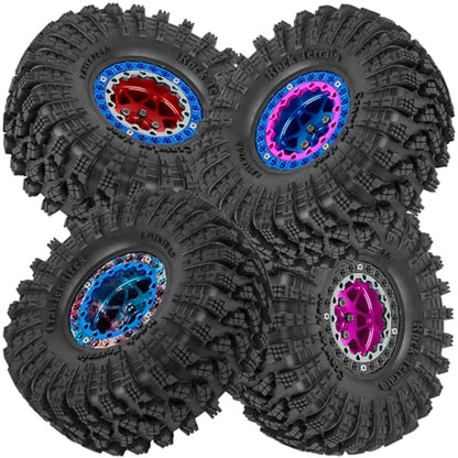 1.9 RC Wheels for 1/10 SCX10 90046 AXI03007 TRX4 TRX6 VS4-10 Gen7 Gen8 MST CFX D90.Aluminium RC Truck Tires Highway Tires 1.9" RC Wheels and Tires 1.9 Beadlock Wheel Rim RC Tires,Pink&Black - color: Pink&black（for 1/10）