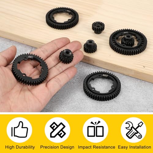 MECCANIXITY M1 Hardened Steel Spur Gear, 46T/18T 5mm Shaft Hardened Steel Upgrades Main Spur Gear for Brushless Brush Motor Model Car (Pack of 2, Black) - size: 46T/18T