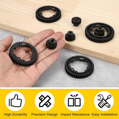 MECCANIXITY M1 Hardened Steel Spur Gear, 46T/18T 5mm Shaft Hardened Steel Upgrades Main Spur Gear for Brushless Brush Motor Model Car (Pack of 2, Black) - size: 46T/18T