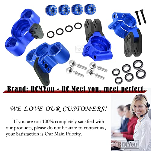 Front Knuckles Steering Blocks & Rear Hub Stub Axle Carriers Upgrades Part for 1/8 Kraton/Notorious/Outcast 6S BLX 4WD,Alloy Steering Hop Ups,Replaces #AR330505 #AR330404,Navy Blue - color: Navy Blue