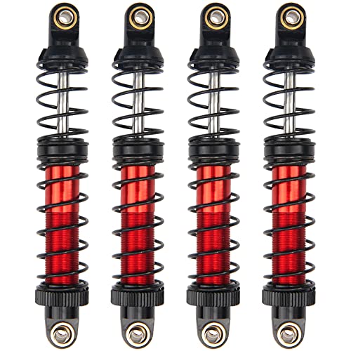 4Pcs Vgoohobby Metal Shocks Absorber Adjustable Dampers Compatible with Axial SCX10 Traxxas TRX4 D90 90046 Redcat Gen7 1/10 RC Crawler Car (Red,90mm)