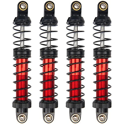 4Pcs Vgoohobby Metal Shocks Absorber Adjustable Dampers Compatible with Axial SCX10 Traxxas TRX4 D90 90046 Redcat Gen7 1/10 RC Crawler Car (Red,90mm)